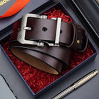 BISON DENIM Men's Vintage Leather Belt Brown