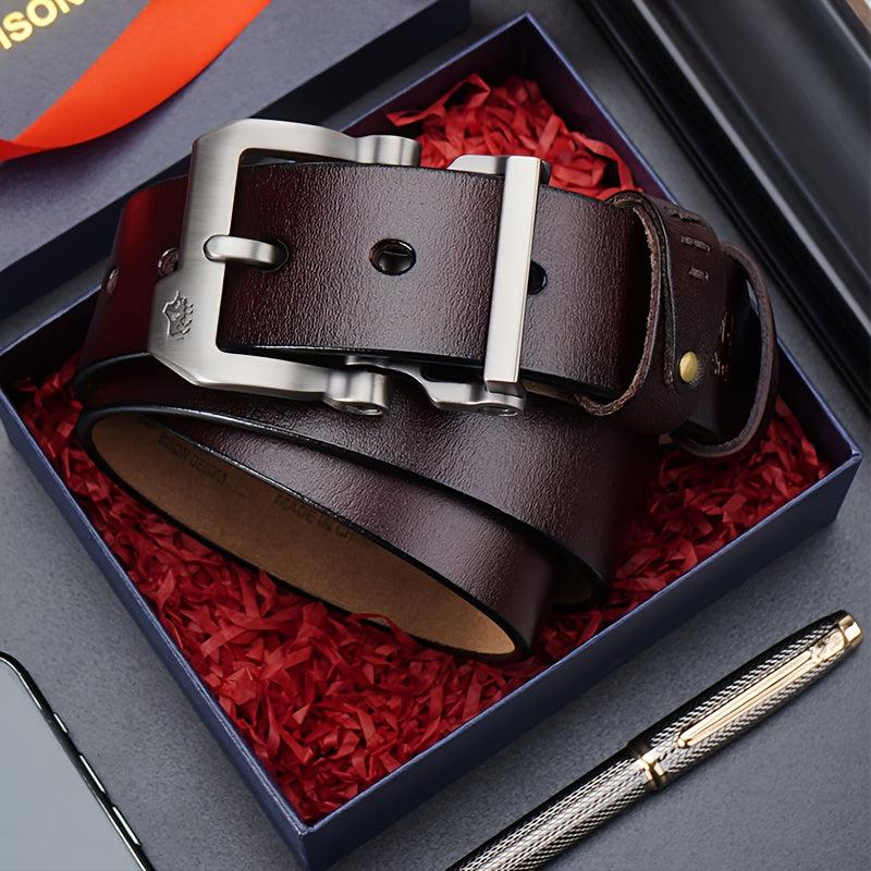 BISON DENIM Men's Vintage Leather Belt Brown