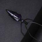 Crystal Amethyst Cone Pendant Necklace with Braided Rope