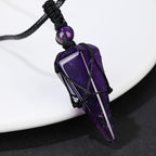 Crystal Amethyst Cone Pendant Necklace with Braided Rope
