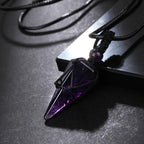 Crystal Amethyst Cone Pendant Necklace with Braided Rope