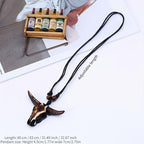 1PC Men's Retro Resin Bull Head Pendant Necklace