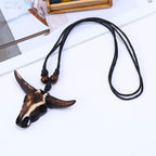 1PC Men's Retro Resin Bull Head Pendant Necklace