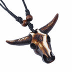 1PC Men's Retro Resin Bull Head Pendant Necklace