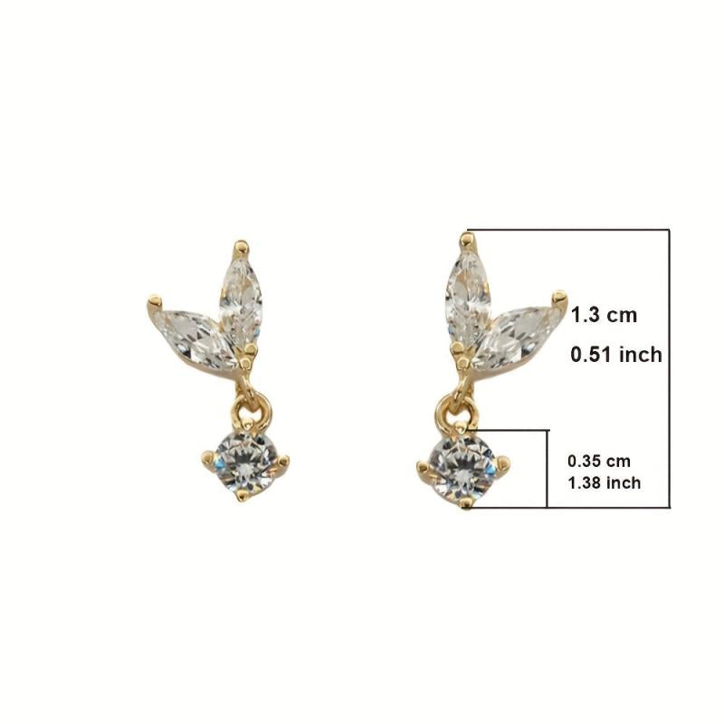 Zircon Stud Earrings 18K Plated Minimalist Style