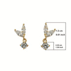 Zircon Stud Earrings 18K Plated Minimalist Style