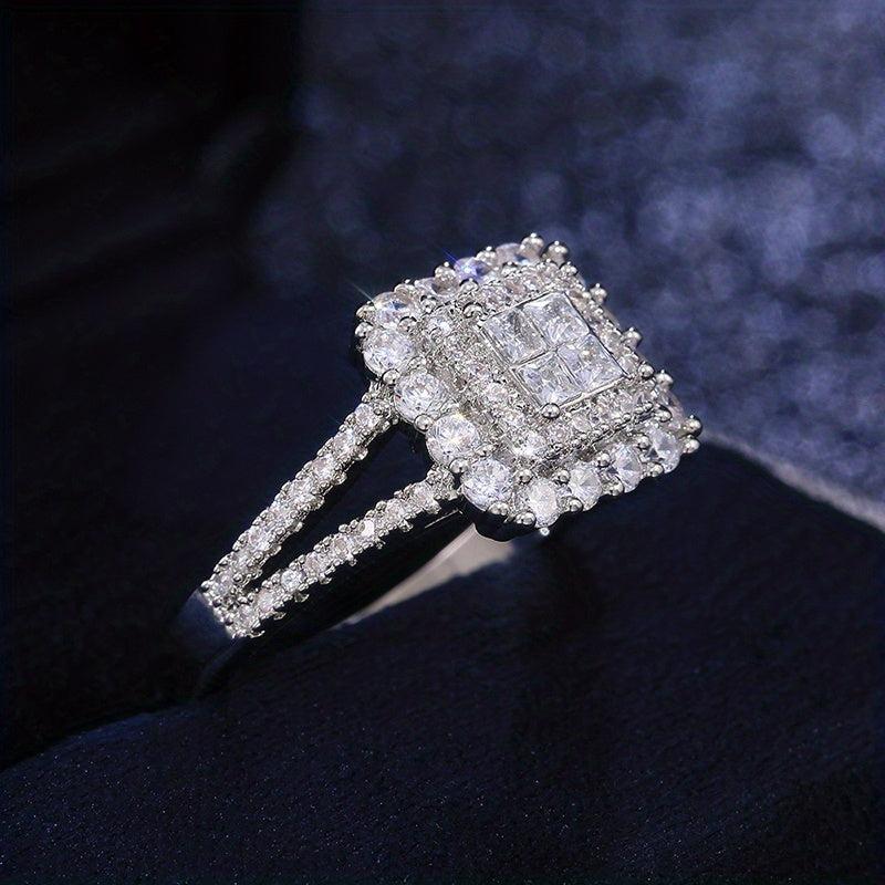 Zircon Square Shape Ring Wedding Anniversary Gift