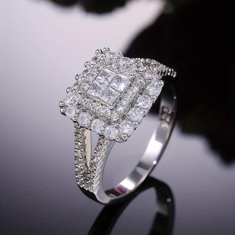 Zircon Square Shape Ring Wedding Anniversary Gift