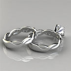 2pcs 18K Plated Golden Twist Round Cut Zircon Finger Ring Set