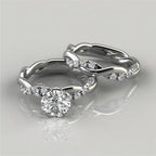 2pcs 18K Plated Golden Twist Round Cut Zircon Finger Ring Set