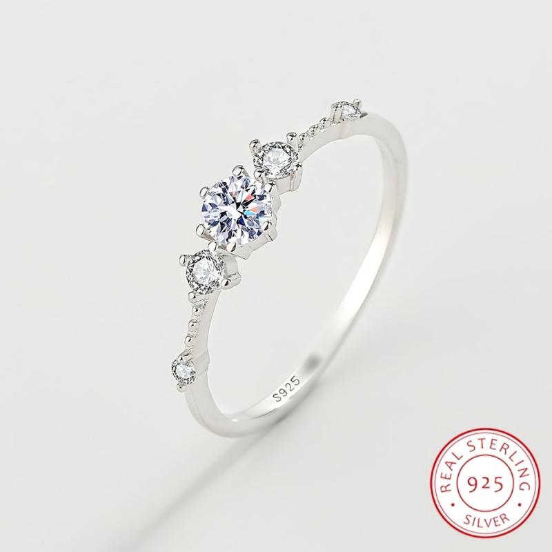 Classic Zircon Ring 925 Silver Hand Jewelry Finger Ring