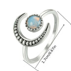 Colorful Moonstone Adjustable Ring Retro Female Hand Accessories