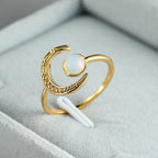 Colorful Moonstone Adjustable Ring Retro Female Hand Accessories