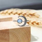 Colorful Moonstone Adjustable Ring Retro Female Hand Accessories