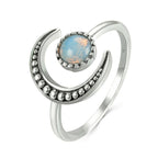 Colorful Moonstone Adjustable Ring Retro Female Hand Accessories