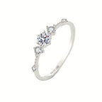 925 Silver Ring with Zircon Inlay - Dainty Party Accessory