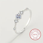 925 Silver Ring with Zircon Inlay - Dainty Party Accessory