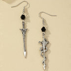 Gothic Dark Pentagram Snake Wrap Asymmetrical Earrings