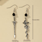 Gothic Dark Pentagram Snake Wrap Asymmetrical Earrings