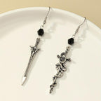 Gothic Dark Pentagram Snake Wrap Asymmetrical Earrings