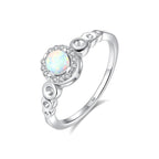 925 Silver Opal Eternity Rings Wedding Engagement for Women