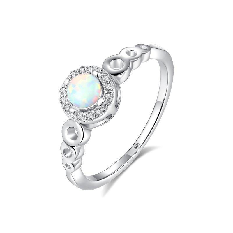 925 Silver Opal Eternity Rings Wedding Engagement for Women