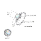 925 Silver Opal Eternity Rings Wedding Engagement for Women