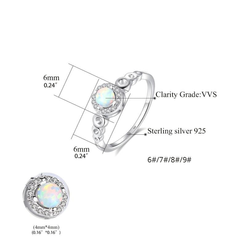 925 Silver Opal Eternity Rings Wedding Engagement for Women