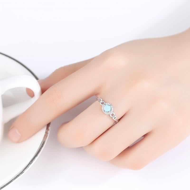 925 Silver Opal Eternity Rings Wedding Engagement for Women