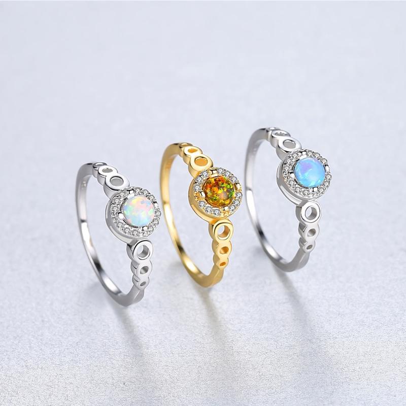 925 Silver Opal Eternity Rings Wedding Engagement for Women