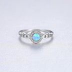 925 Silver Opal Eternity Rings Wedding Engagement for Women