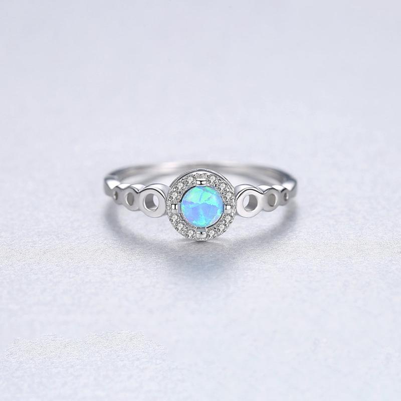 925 Silver Opal Eternity Rings Wedding Engagement for Women