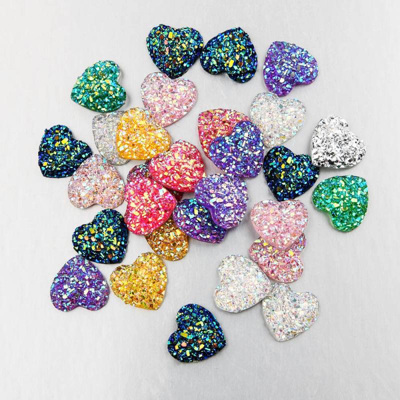 30pcs Colorful Heart Resin Charms for Jewelry Making