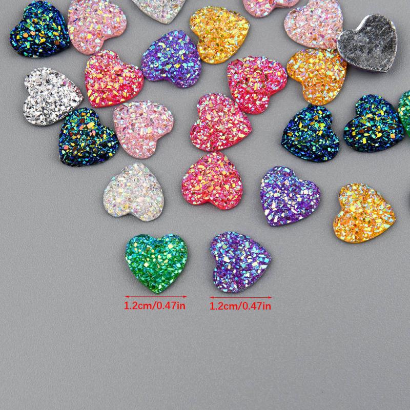 30pcs Colorful Heart Resin Charms for Jewelry Making