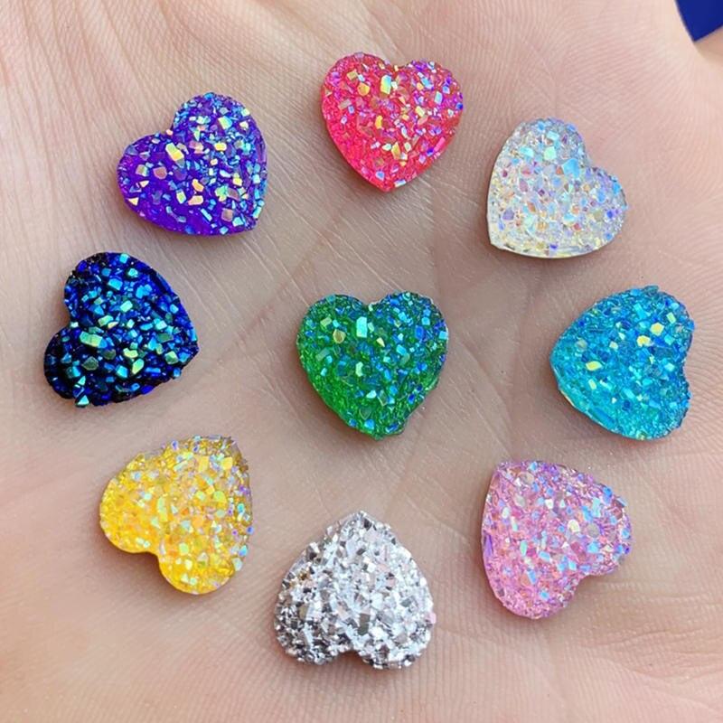30pcs Colorful Heart Resin Charms for Jewelry Making