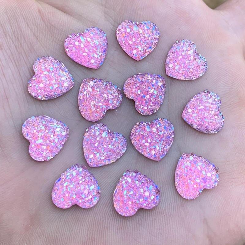 30pcs Colorful Heart Resin Charms for Jewelry Making
