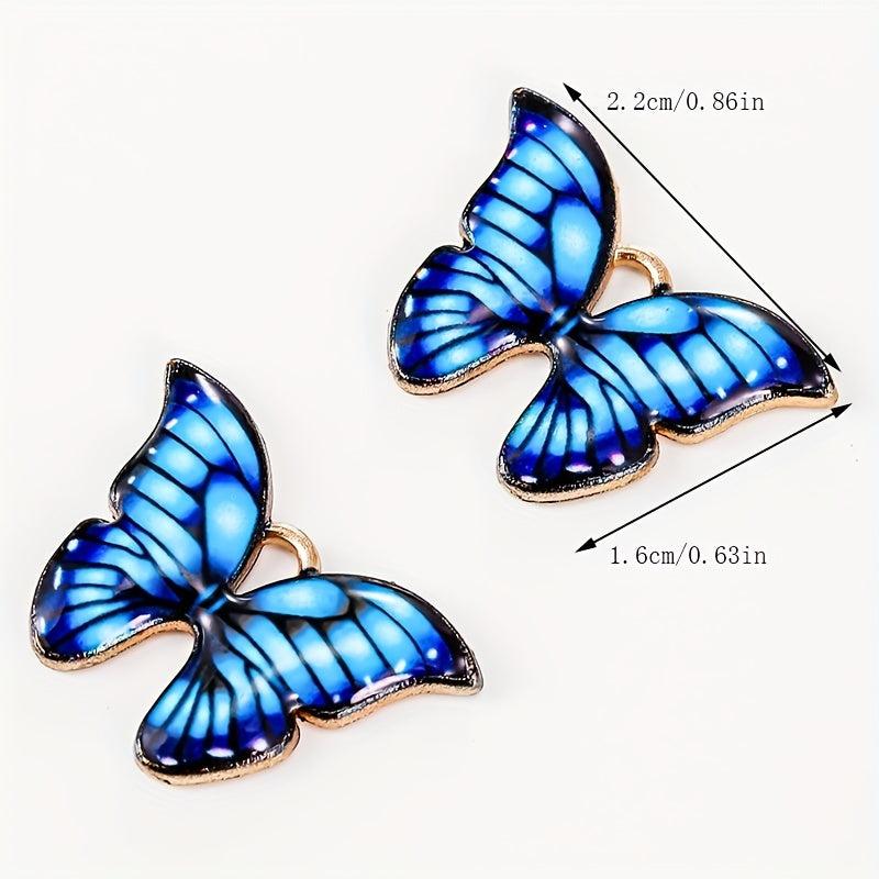 12pcs Butterfly Charms Pendant Enamel Metal Small Charms for Necklace Bracelet