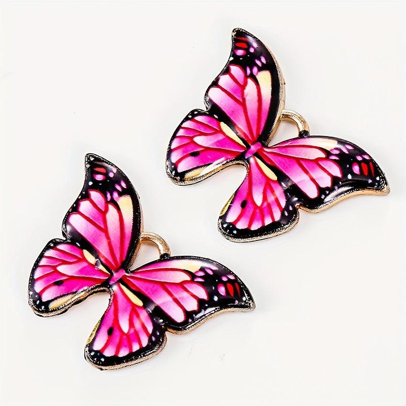 12pcs Butterfly Charms Pendant Enamel Metal Small Charms for Necklace Bracelet