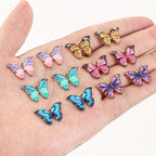 12pcs Butterfly Charms Pendant Enamel Metal Small Charms for Necklace Bracelet