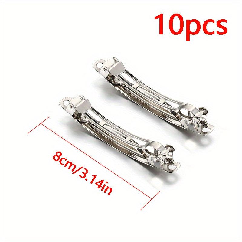 10pcs Silver Metal Spring Hair Clips Hairpin Base DIY Jewelry Making Barrettes