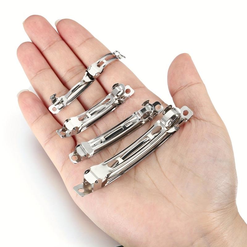 10pcs Silver Metal Spring Hair Clips Hairpin Base DIY Jewelry Making Barrettes