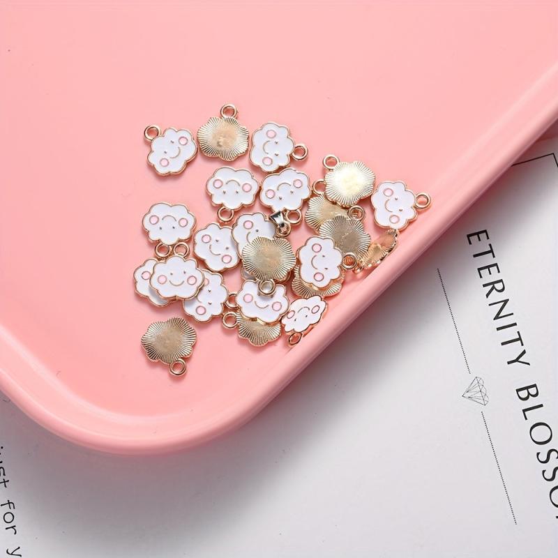 10PCS Rainbow Cloud Enamel Charms for DIY Jewelry Making