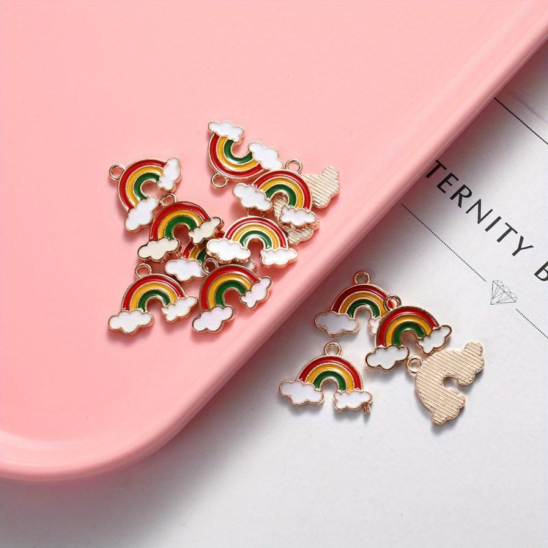 10PCS Rainbow Cloud Enamel Charms for DIY Jewelry Making