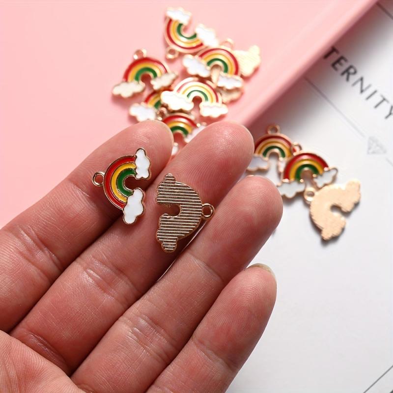 10PCS Rainbow Cloud Enamel Charms for DIY Jewelry Making