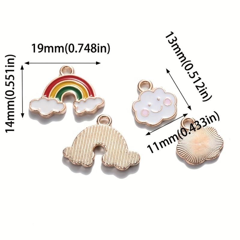10PCS Rainbow Cloud Enamel Charms for DIY Jewelry Making