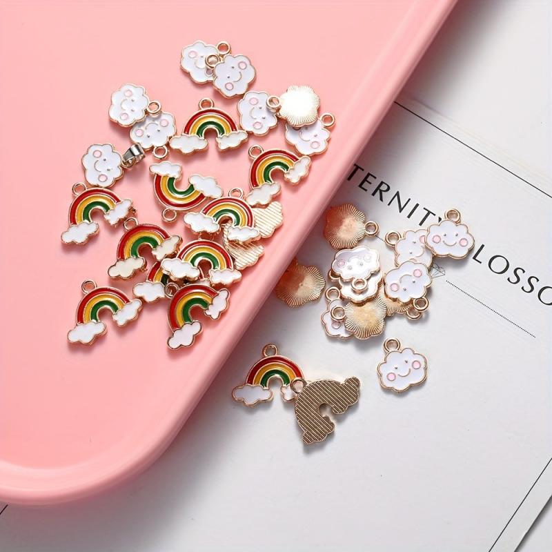 10PCS Rainbow Cloud Enamel Charms for DIY Jewelry Making