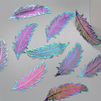 10pcs Rainbow Stainless Steel Feather Hollow Pendant Charms for Jewelry Making