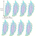 10pcs Rainbow Stainless Steel Feather Hollow Pendant Charms for Jewelry Making