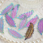 10pcs Rainbow Stainless Steel Feather Hollow Pendant Charms for Jewelry Making