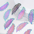 10pcs Rainbow Stainless Steel Feather Hollow Pendant Charms for Jewelry Making